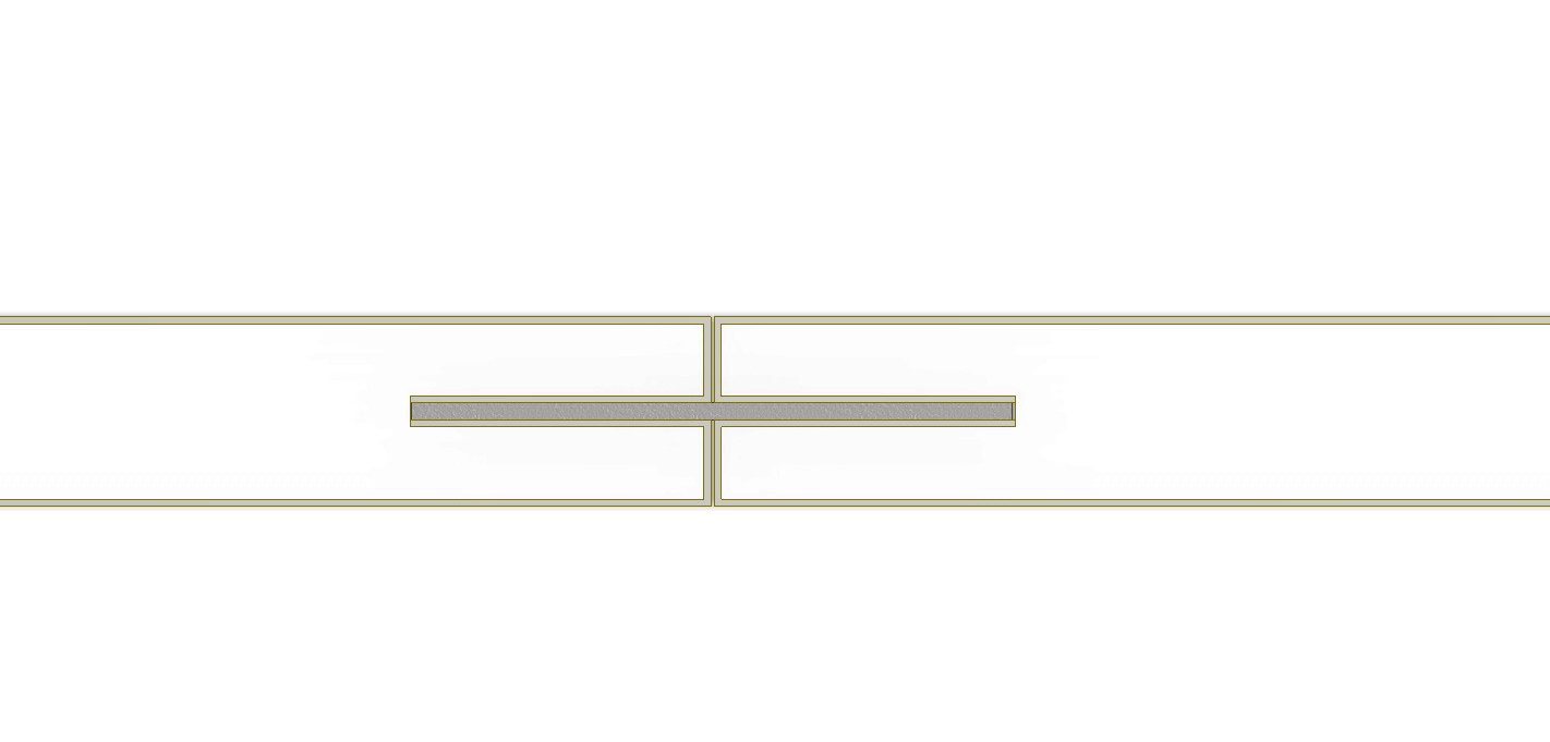 Top view of two IndiaMarine 22 mm wall panels joined with a 2 mm spline plate